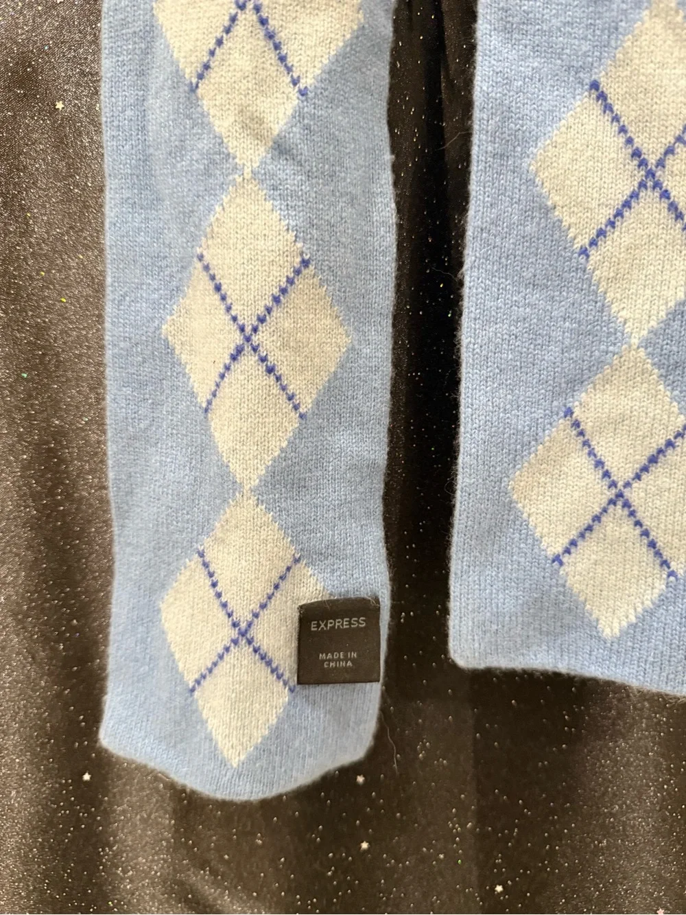 Vintage Y2K Express Argyle Knit Skinny Scarf